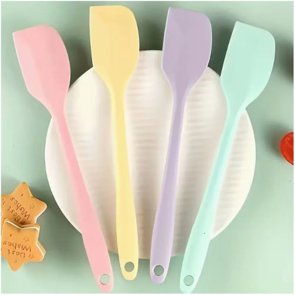 4 Pack Silicone Spatulas Heat Resistant Baking Scrapers Spreading Mixed Colors